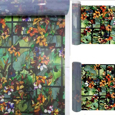 Buy Camellia Frosted Stained Glass Sticker 3D Static Cling Window Films Window Decor • 16.31£