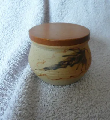 Buy Studio Pottery Pot With Wooden Lid Fom Argyll Pottery. 7.5 Cm Tall .5 Dia Top • 9.99£
