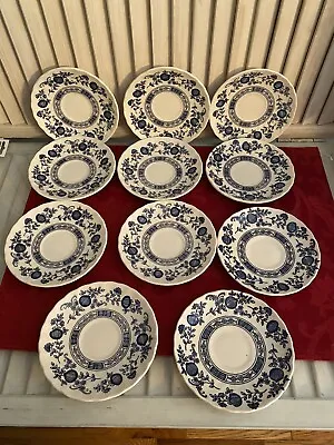 Buy Vintage Set Of 11 Crown Clarence Made In England Blue Onion Bread/Butter Plates • 48.02£