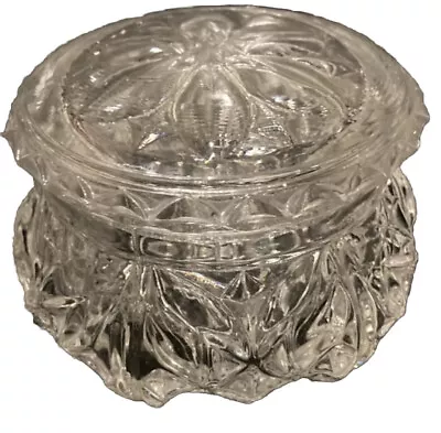 Buy Vintage Dressing Table Cut Glass Trinket Jar With Lid. VGC • 7.99£